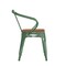 Emma and Oliver Alva Metal Indoor-Outdoor Stacking Chair with Vertical Slat Back, Arms and All-Weather Polystyrene Seat